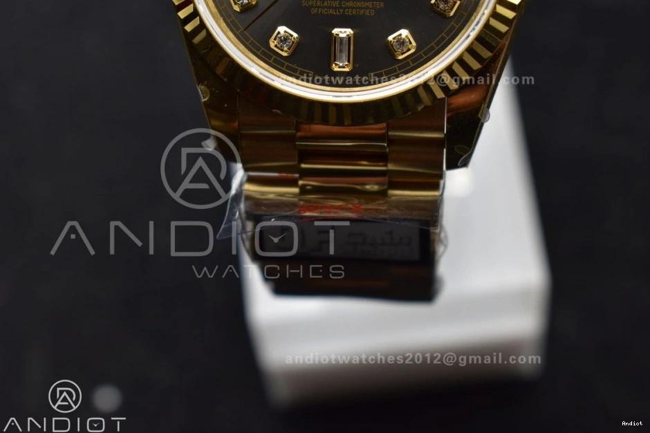 Square Dial 36 DayDate 904L vr3255 Steel V5 President Grey with QF Diamond Bracelet Best on Weight) Edition (Gain YG 0214